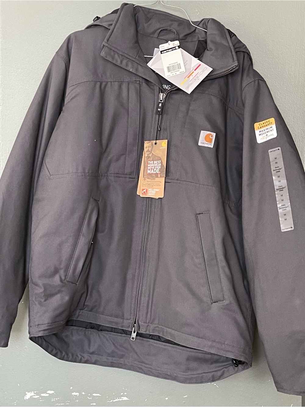 Carhartt Men's Dark Gray Hooded Work Jacket Size Medium